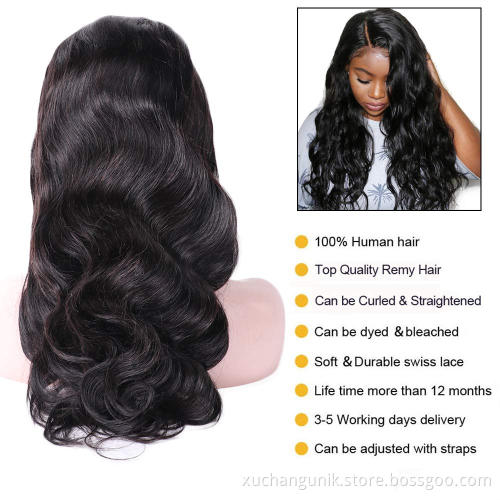 Good Quality Peruvian Virgin Human Hair Wig 150% 180% Mink 13*6 HD Lace Front Peruvian Cuticle Aligned Human Hair Wig Body Wave